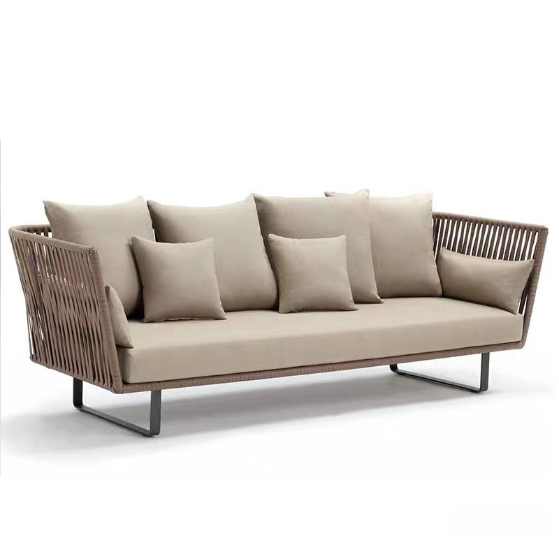 Outdoor Furniture Metal Chairs - Outdoor-Rattan-Sofagarnitur, wasserdicht, 3-Sitzer, mit Stuhl und