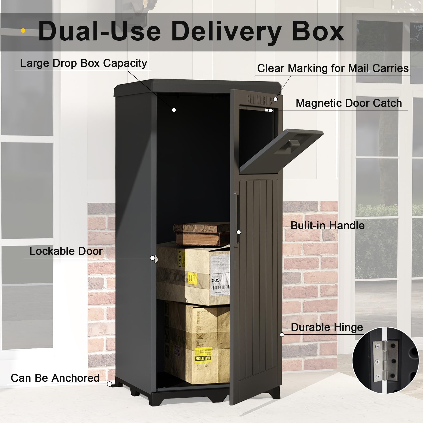 Outdoor Furniture Metal - Großer Außen-Paketkasten mit Schloss, wasserdichter, diebstahlsicherer