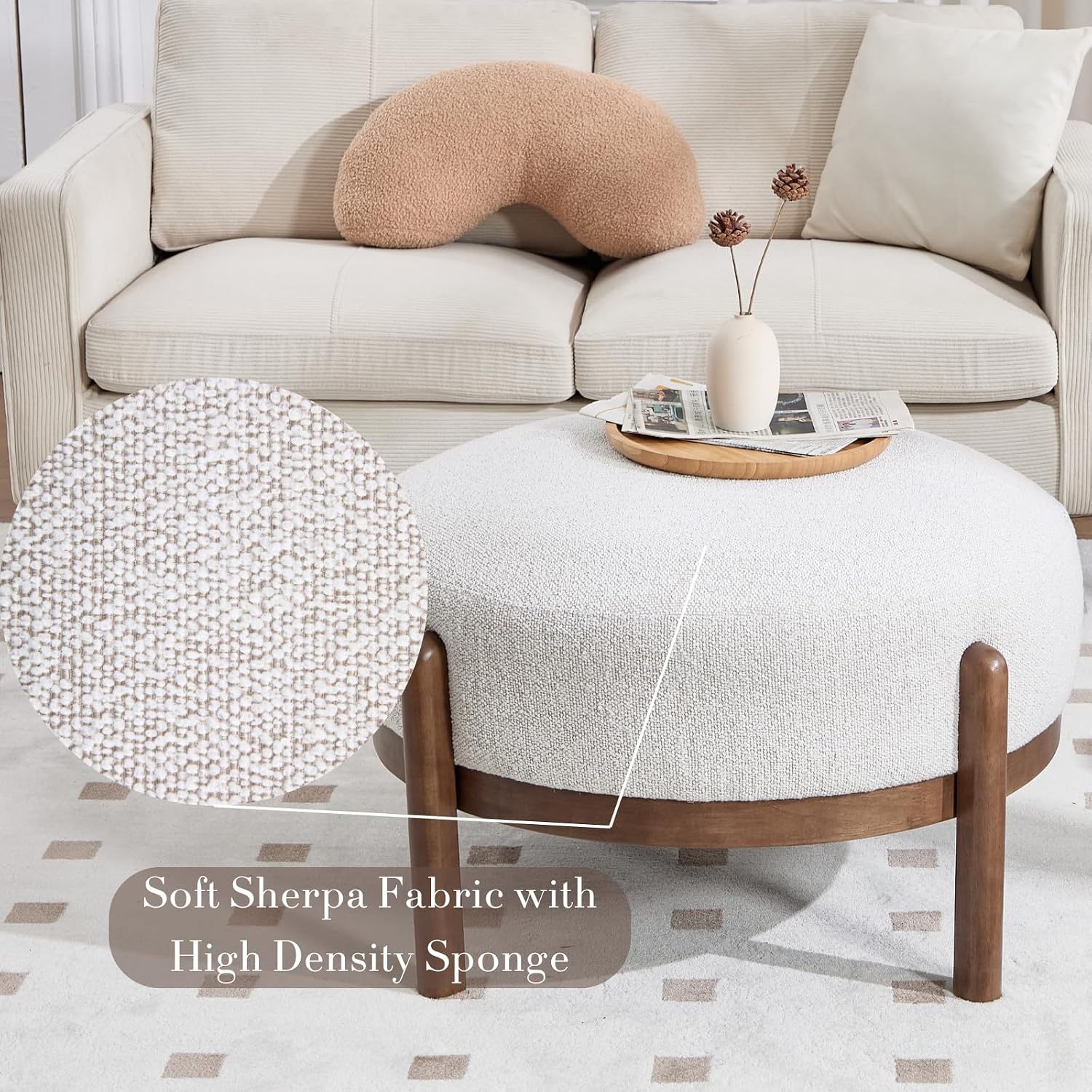 Sherpa-Stoff Ottoman-Bank mit  – Outdoor Furniture Wood Bewertung und Preis
